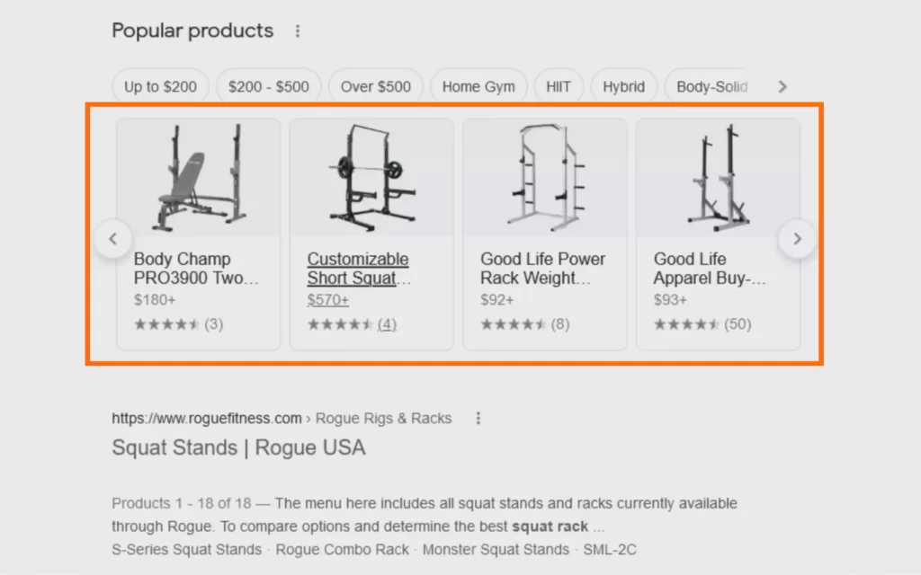 Product Snippets Rich Result Example