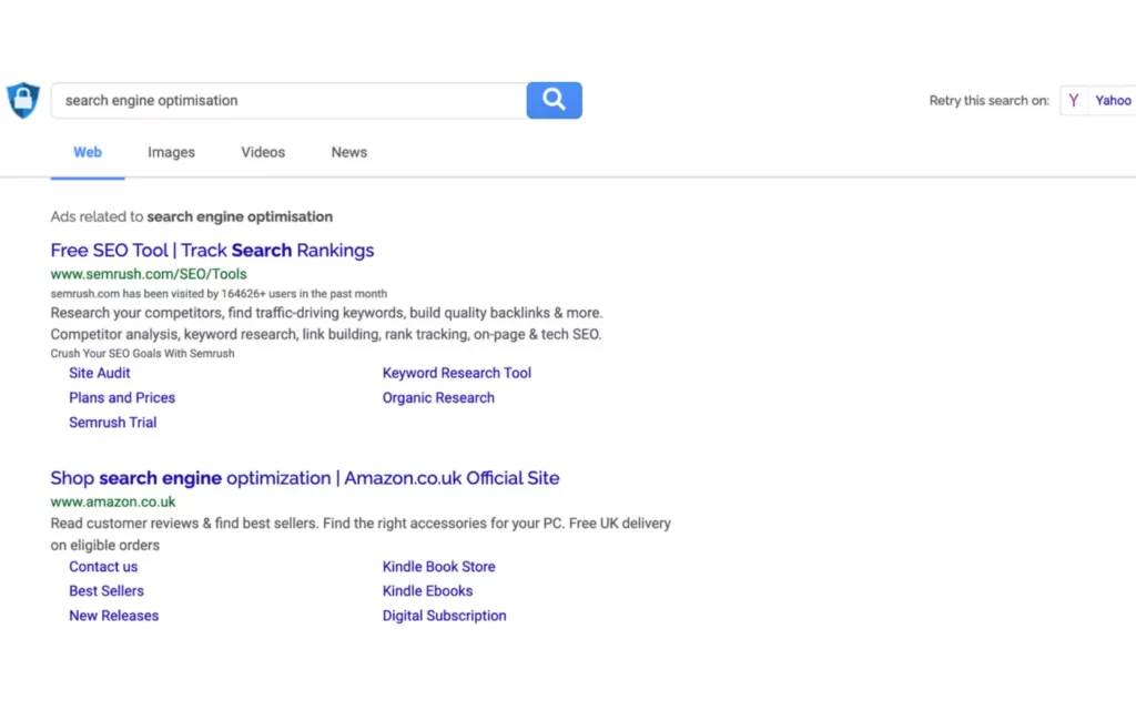 Search Encrypt search result page