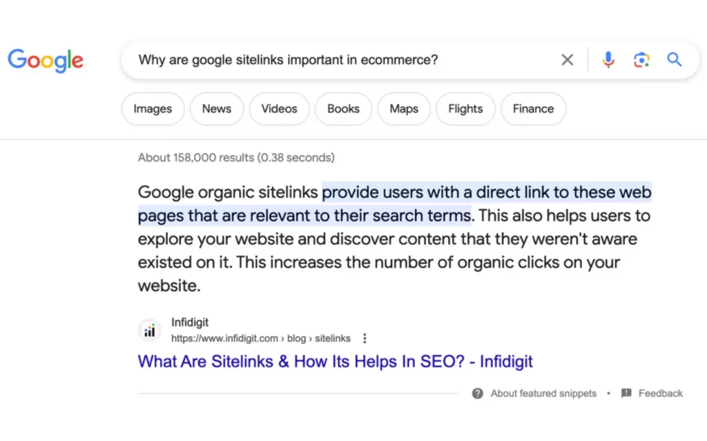 Google rich results featured snippet example