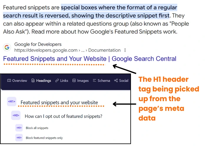 Example of a featured snippet