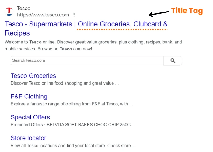 SERP Ecommerce Title Tag Example 1