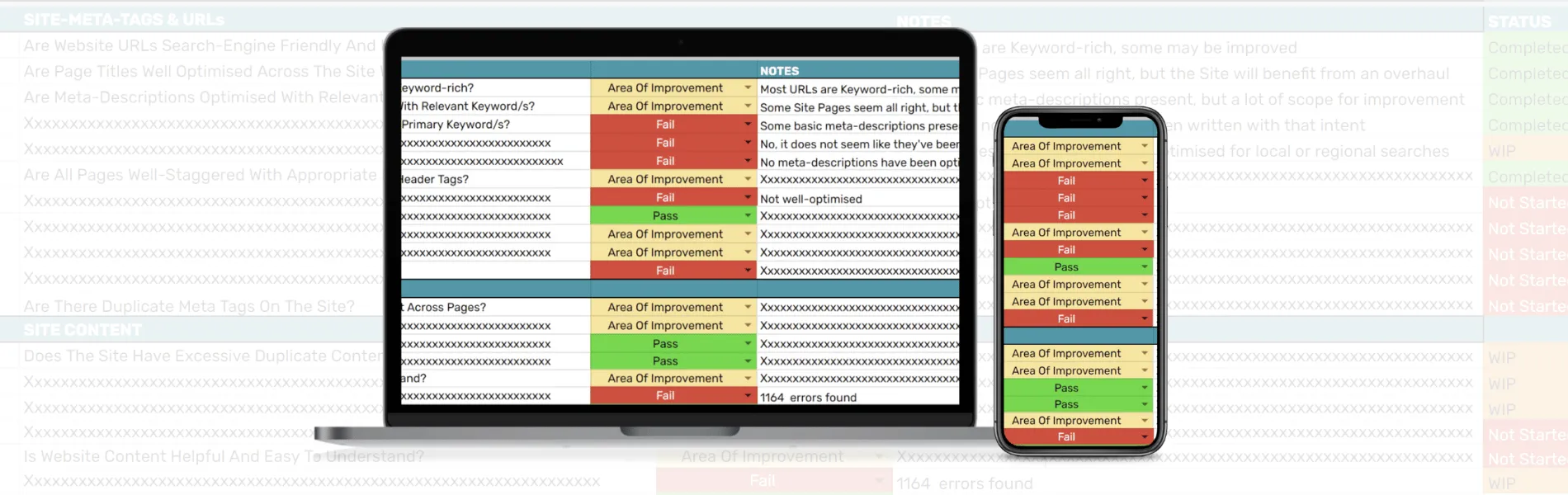 Image showing SEO Audit Services Mock Report Screen on Desktop & Mobile