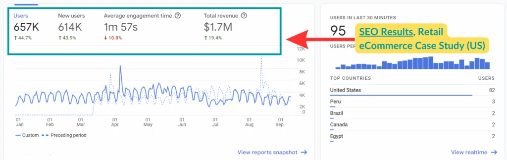 Birmingham SEO consultants results dashboard