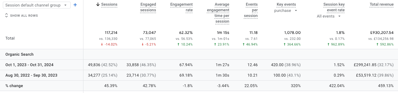 Ecommerce SEO case study - revenue acquisition from Organic Search