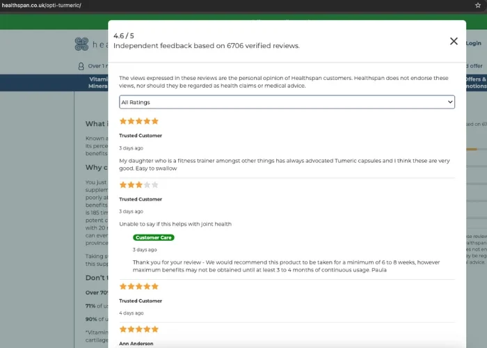 Health Span User Generated Reviews
