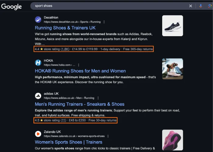 Rich Results for Sport Shoes Niche Rich Results for Sport Shoes Niche